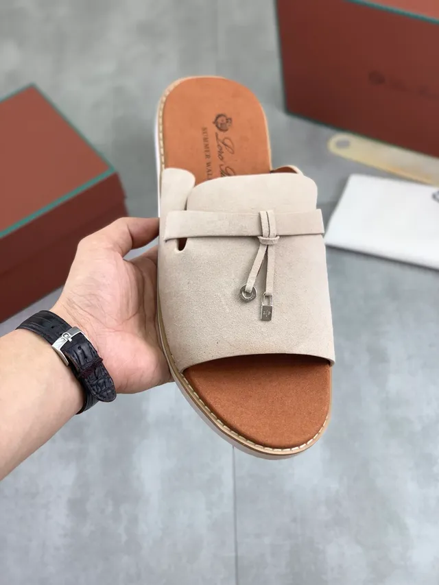 Loewe Negro Beige Sandalia Abierta Cuero Superior Deslizante 15