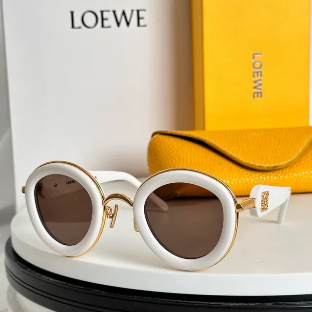 Loewe 圆形双边框黑金太阳镜 6
