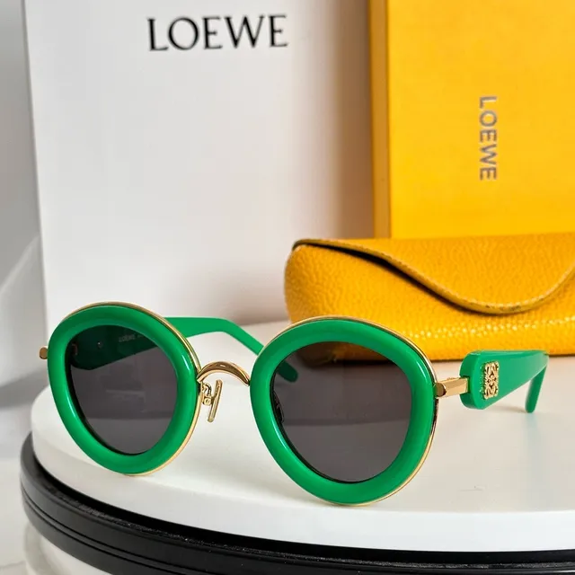 Loewe 圆形双边框黑金太阳镜 7