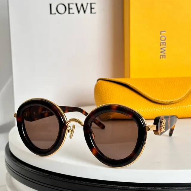 Loewe 圆形双边框黑金太阳镜 8