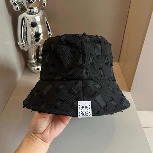 Loewe Textured Black Distressed Bucket Hat 3