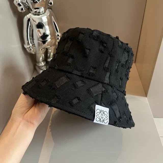 Loewe Textured Black Distressed Bucket Hat 6