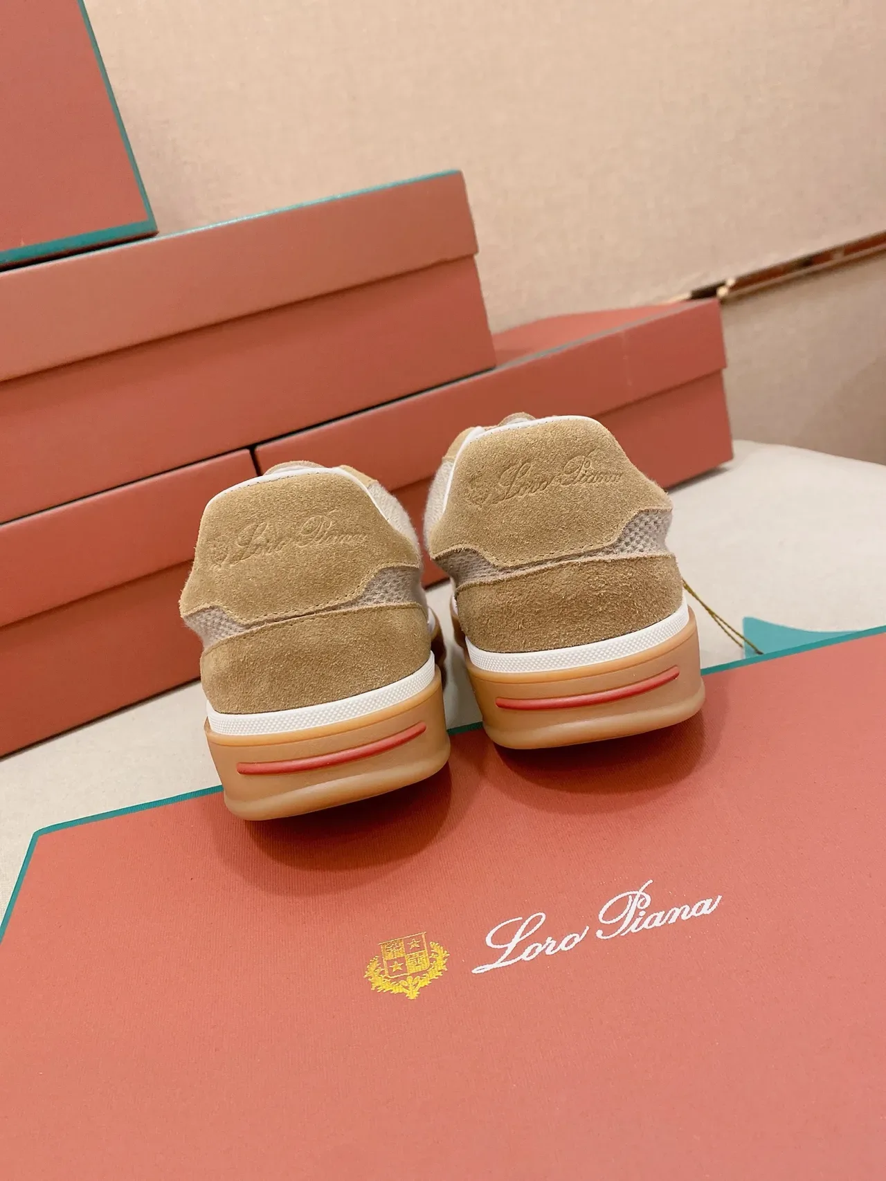 Loro Piana Beige Suede-Mesh Lifestyle Sneaker 2