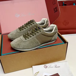 Loro Piana Olive Green Suede Lifestyle Sneakers