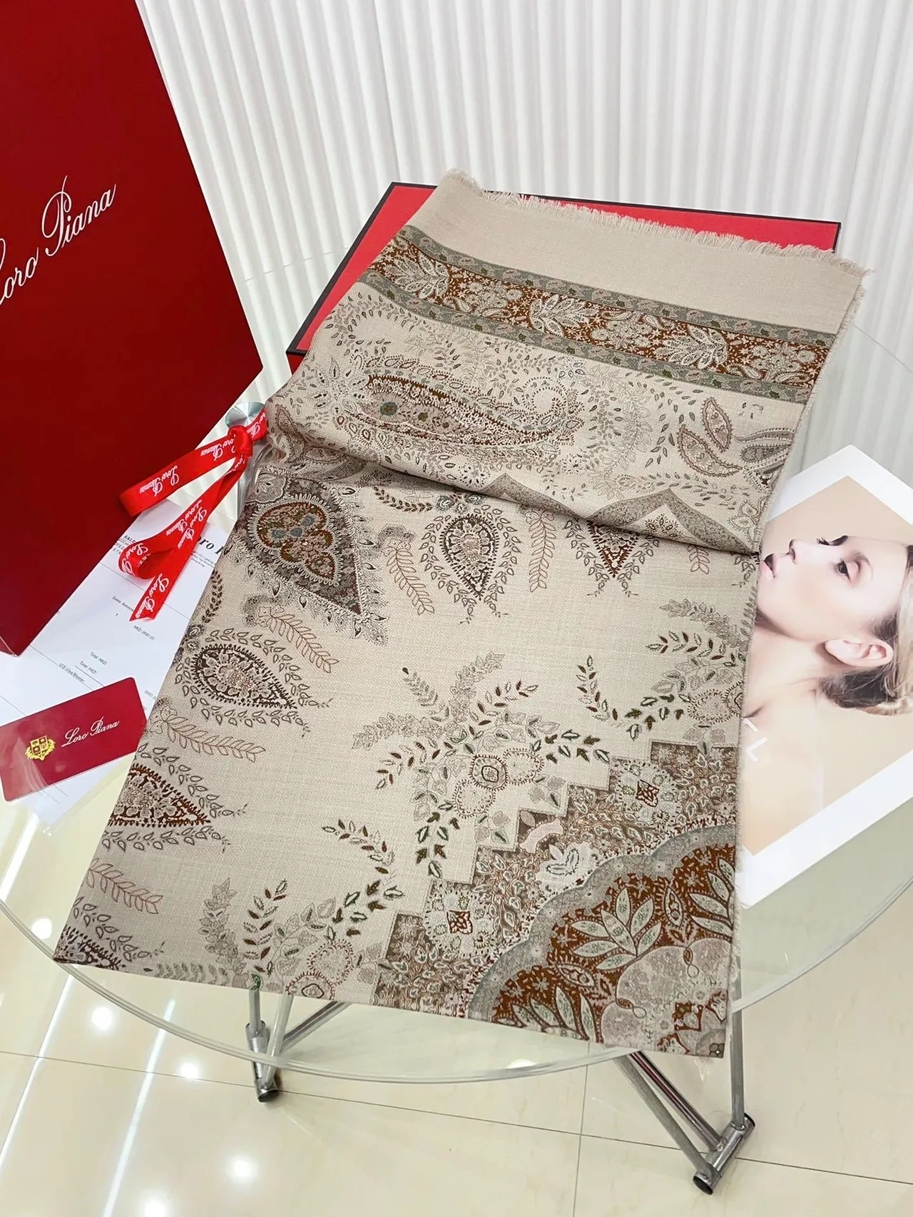 Loro Piana পেইসলি প্রিন্ট ফ্রিঞ্জড শাল 6