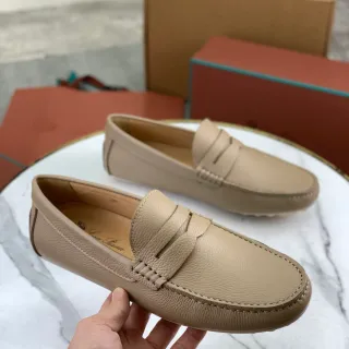 Loro Piana Penny Loafer 米色压纹皮革乐福鞋