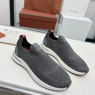 Loro Piana 夏季漫步 炭灰针织 一脚蹬 生活方式运动鞋