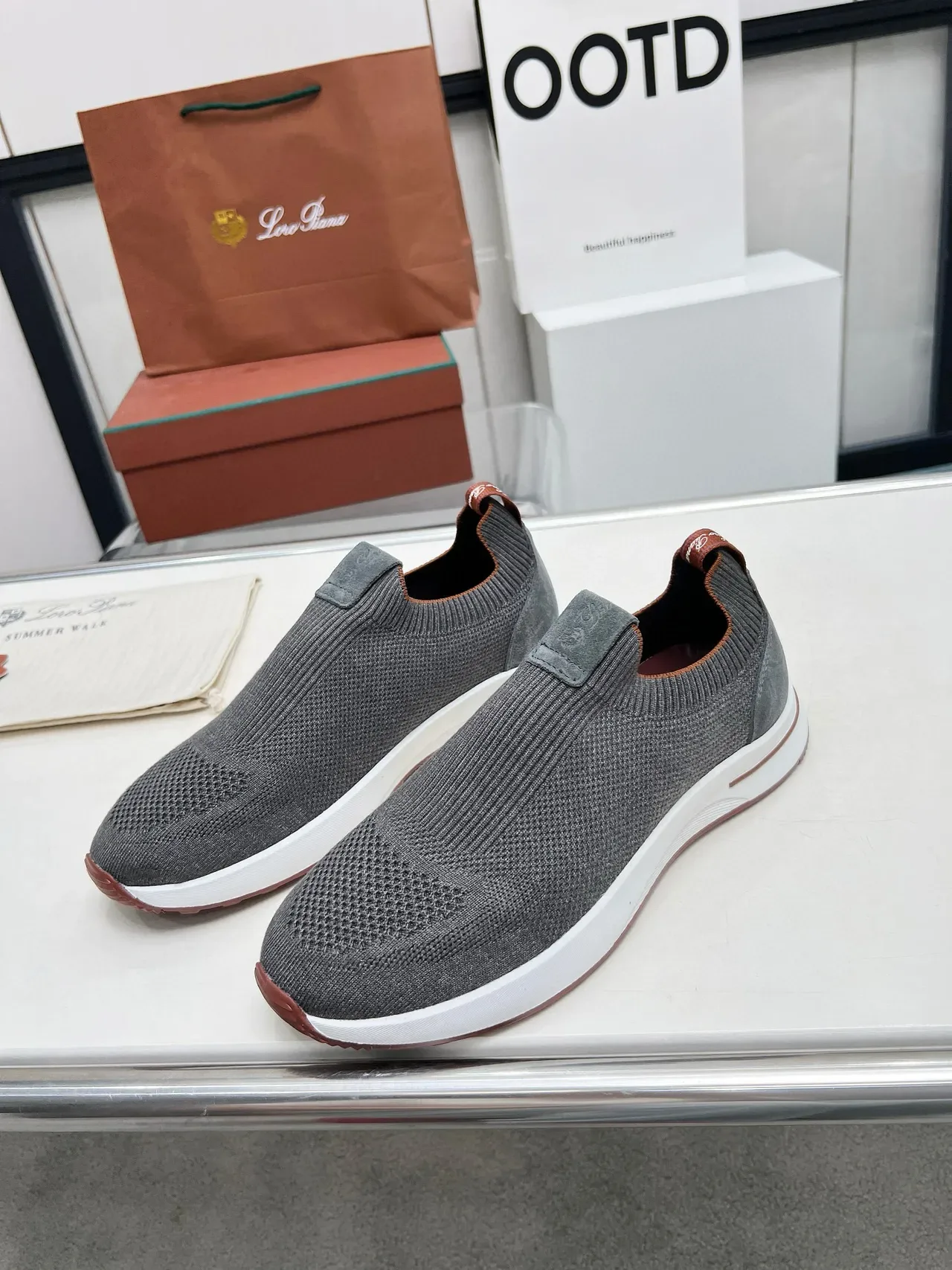 لورو بيانا Summer Walk حذاء رياضي لايف ستايل slip-on من نسيج فحمي رمادي 6