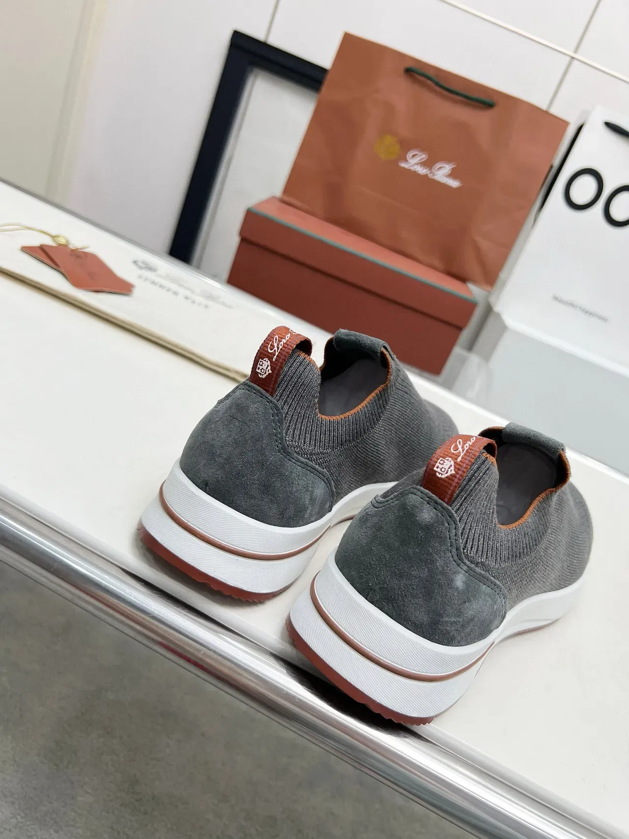 لورو بيانا Summer Walk حذاء رياضي لايف ستايل slip-on من نسيج فحمي رمادي 7