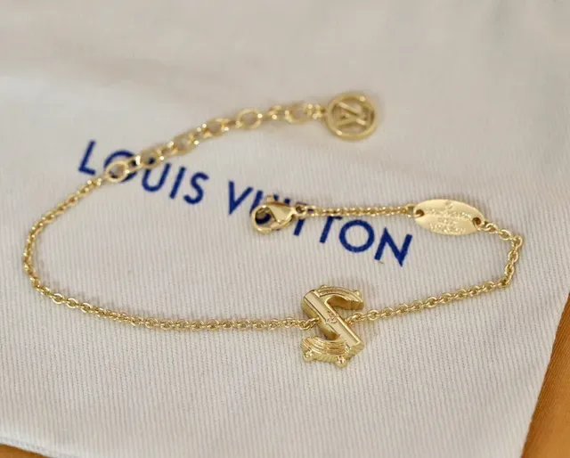 Louis Vuitton Alphabet A Gold-Tone Chain Bracelet 6