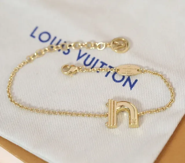 Louis Vuitton Alphabet A Gold-Tone Chain Bracelet 11