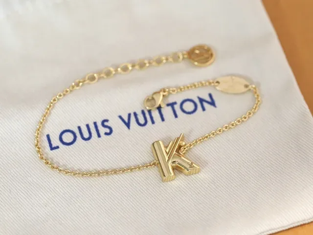 Louis Vuitton Alphabet A Gold-Tone Chain Bracelet 14