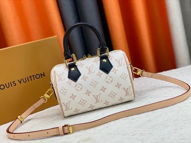 Louis Vuitton Beige Black Monogram Canvas Leather Trim Boston Bag 2