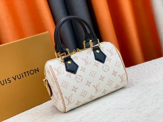 Louis Vuitton Beige Black Monogram Canvas Leather Trim Boston Bag 3