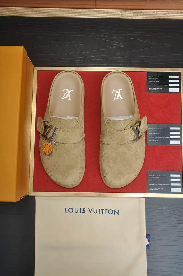 Louis Vuitton 米色印花麂皮扣带休闲鞋 5