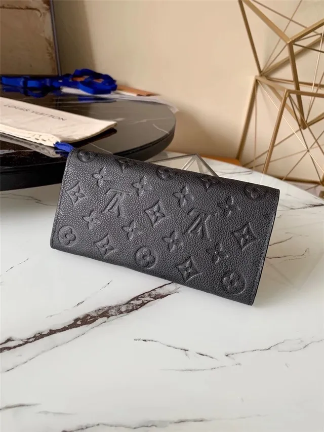 Louis Vuitton Black Blue Embossed Monogram Leather Flap Closure Long Wallet 8