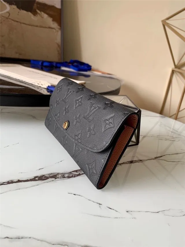 Louis Vuitton Black Blue Embossed Monogram Leather Flap Closure Long Wallet 9