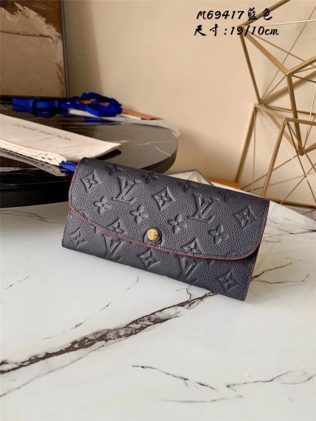 Louis Vuitton Black Blue Embossed Monogram Leather Flap Closure Long Wallet 19
