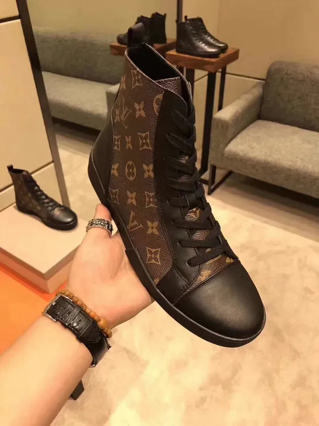 Louis Vuitton काला भूरा Monogram Canvas Leather Toe Cap Ankle Boots 2