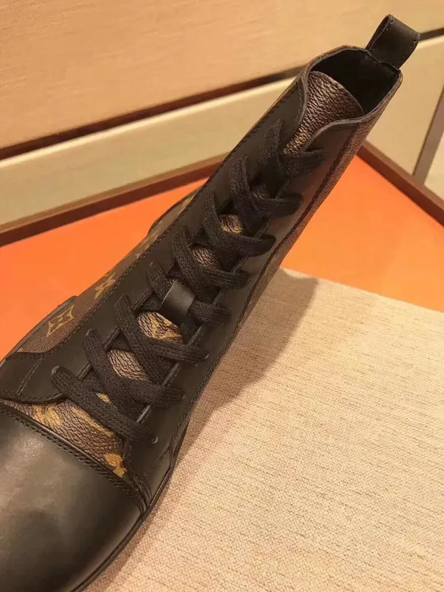 Louis Vuitton काला भूरा Monogram Canvas Leather Toe Cap Ankle Boots 6