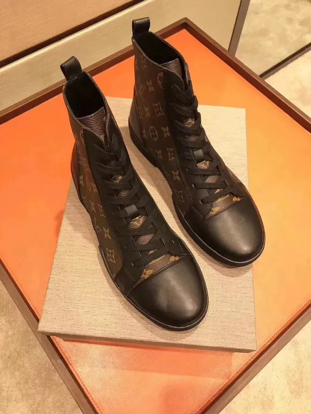 Louis Vuitton काला भूरा Monogram Canvas Leather Toe Cap Ankle Boots 7