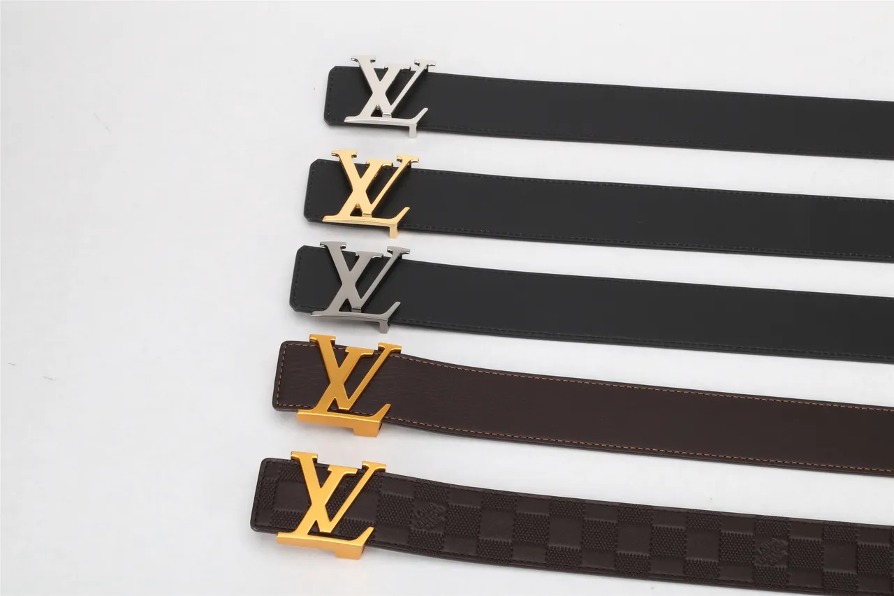 Louis Vuitton Black Brown Smooth Polished Metallic LV Monogram Buckle Leather Belt 2