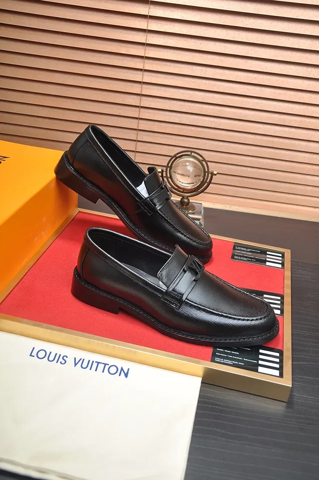 Louis Vuitton Black Leather Buckle Strap Loafers 5