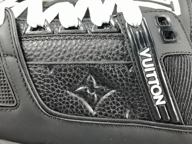 Louis Vuitton Black White Layered Leather And Mesh Upper Integrated Strap System Lifestyle Sneakers 8