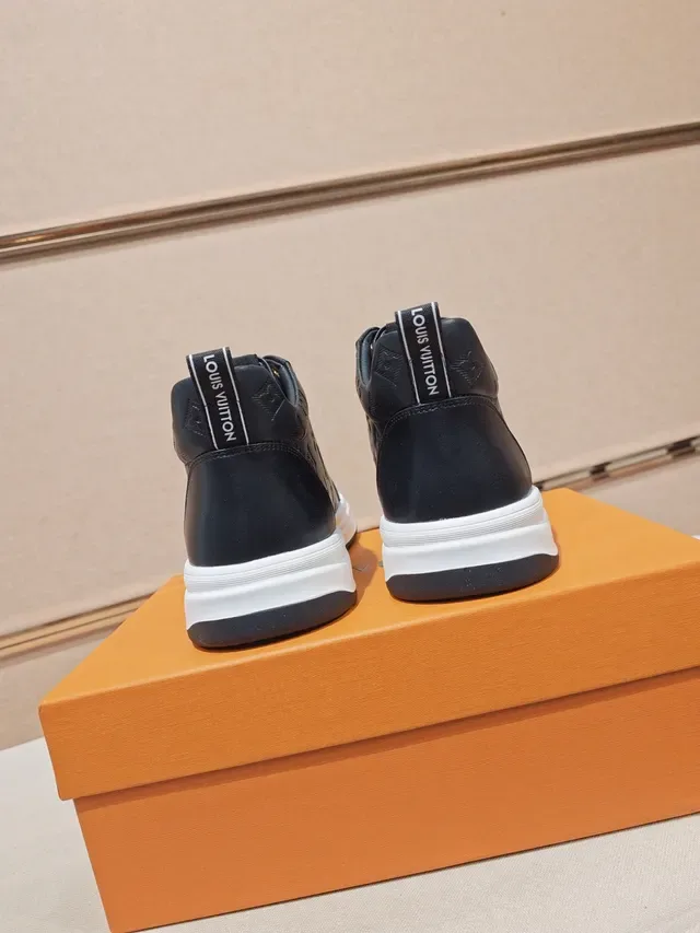 Louis Vuitton Black White Monogrammed Leather High-Top Lifestyle Sneakers 3