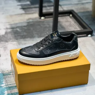 Louis Vuitton Zapatillas Lifestyle Negro Blanco Monogram Cuero Suela Plataforma