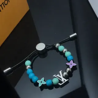 Louis Vuitton سوار حبل مع خرز أزرق وبنفسجي قابل للتعديل بإغلاق منزلق