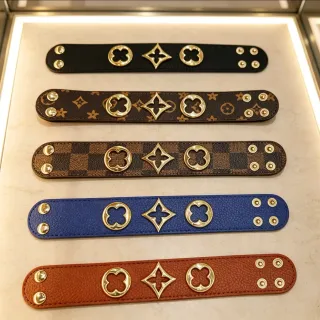 Louis Vuitton Pulseras Monogram y Damier de Cuero Plano Wristband