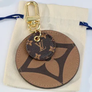 Louis Vuitton ब्राउन बीज गोलाकार परतदार चमड़े की मोनोग्राम कैनवास हैंडबैग