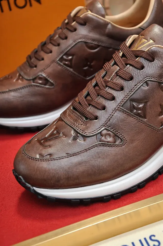 Louis Vuitton Brown Beige Embossed Monogram Leather Lifestyle Sneakers 3