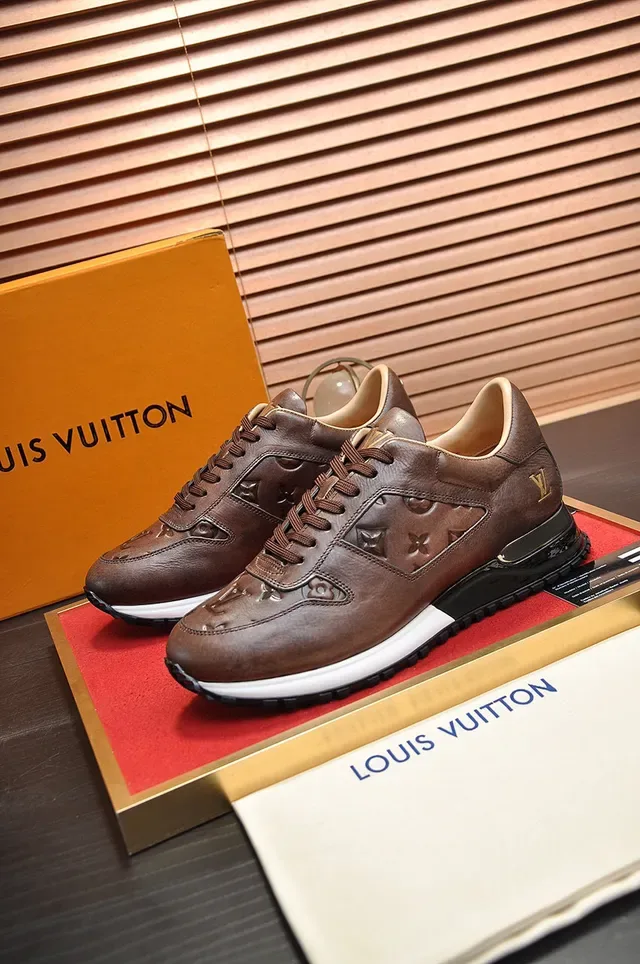 Louis Vuitton Brown Beige Embossed Monogram Leather Lifestyle Sneakers 7