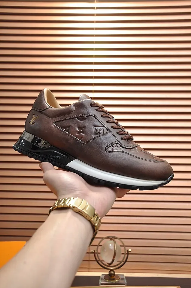 Louis Vuitton Brown Beige Embossed Monogram Leather Lifestyle Sneakers 8