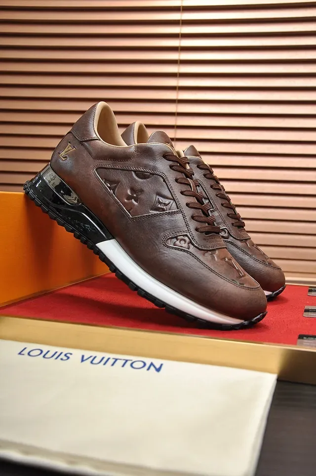 Louis Vuitton Brown Beige Embossed Monogram Leather Lifestyle Sneakers 9