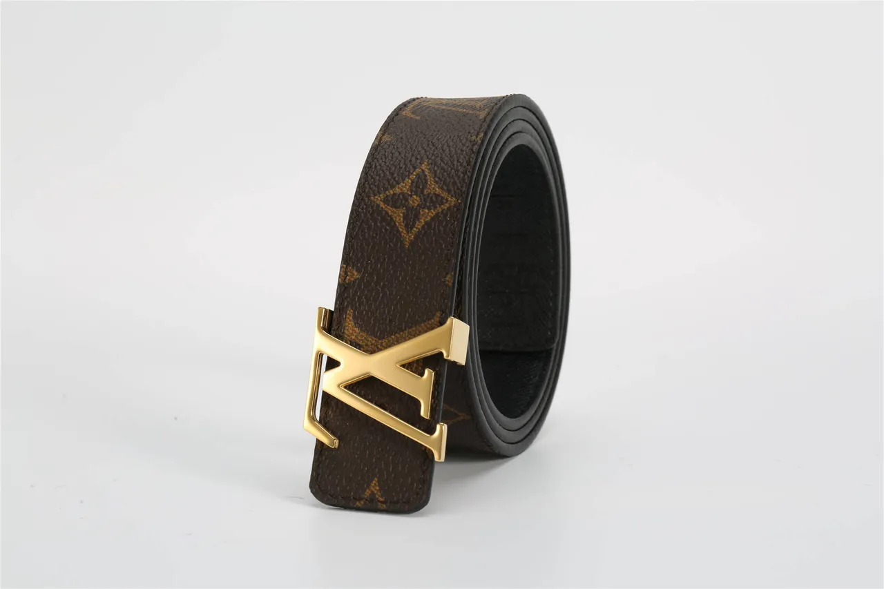 Louis Vuitton Brown Gold Monogram-Coated Canvas Polished LV Buckle Leather Belt 6