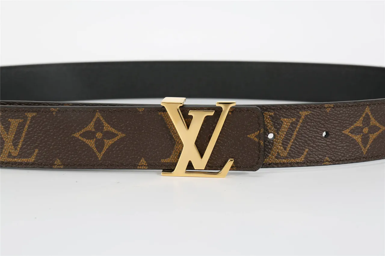 Louis Vuitton Brown Gold Monogram-Coated Canvas Polished LV Buckle Leather Belt 9