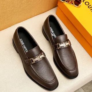 لويس فيتون بني ذهبي جلد مقرمش حزام معدني LV كليب لوفر