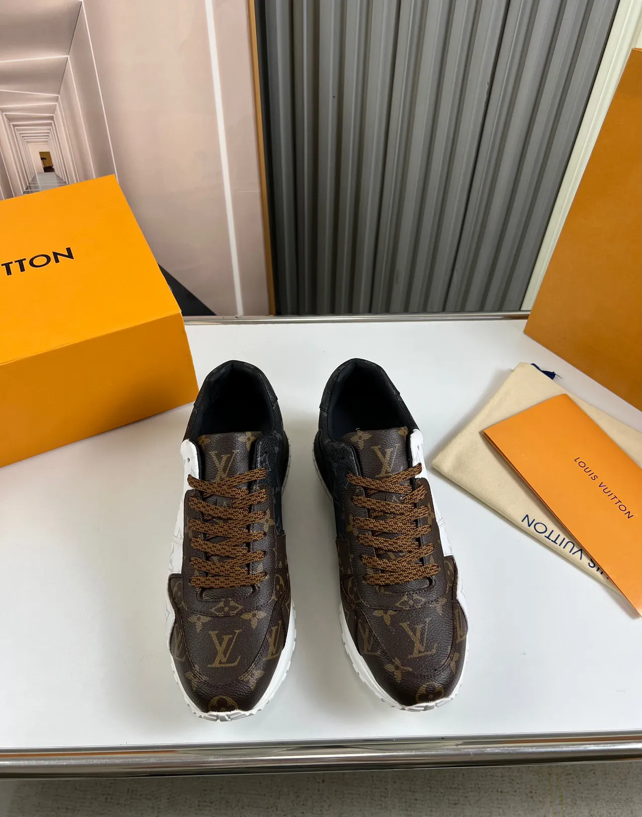 Louis Vuitton Brown White Monogram Canvas Asymmetrical Paneling Lifestyle Sneakers 9
