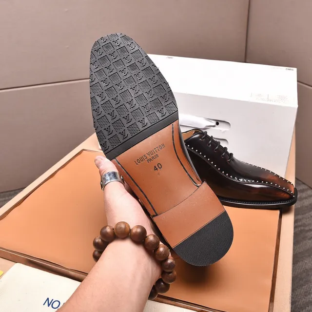 Louis Vuitton कैप-टो स्टड-डिटेल्ड भूरा ऑक्सफोर्ड जूते 5