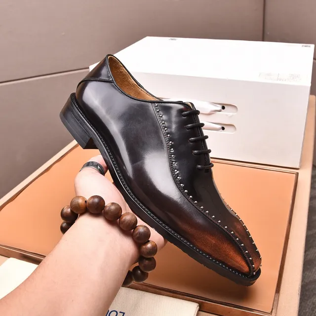 Louis Vuitton कैप-टो स्टड-डिटेल्ड भूरा ऑक्सफोर्ड जूते 6