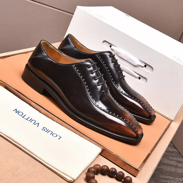 Louis Vuitton कैप-टो स्टड-डिटेल्ड भूरा ऑक्सफोर्ड जूते 8