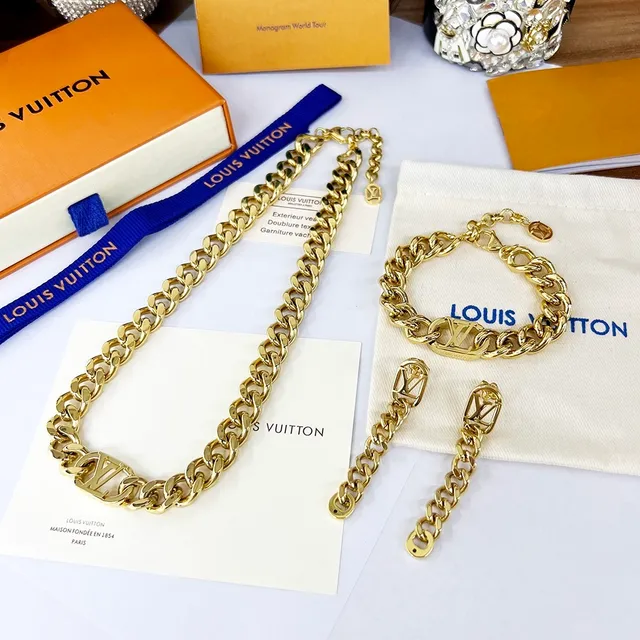 سوار Louis Vuitton سلسلة ذهبية سميكة كيرب لينك مصقول سوار 2