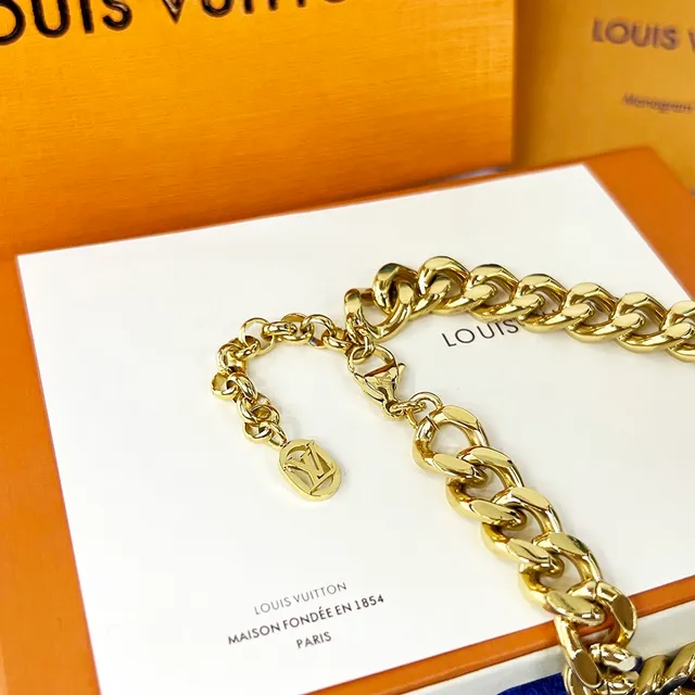 سوار Louis Vuitton سلسلة ذهبية سميكة كيرب لينك مصقول سوار 3