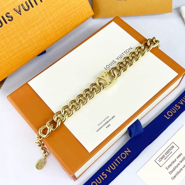 سوار Louis Vuitton سلسلة ذهبية سميكة كيرب لينك مصقول سوار 4