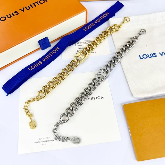 سوار Louis Vuitton سلسلة ذهبية سميكة كيرب لينك مصقول سوار 5