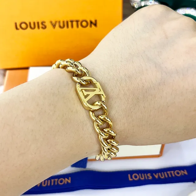 سوار Louis Vuitton سلسلة ذهبية سميكة كيرب لينك مصقول سوار 8