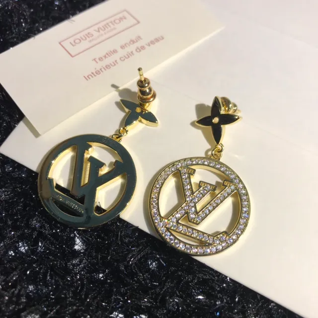 Louis Vuitton circulares LV Monogram Pavé Crystal brincos 2